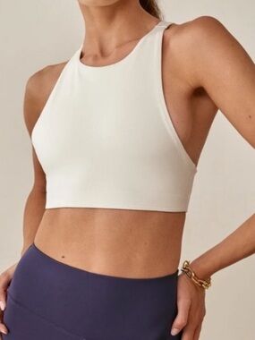 Reformation EcoMove Luna Cream High-Neck Sports Bra